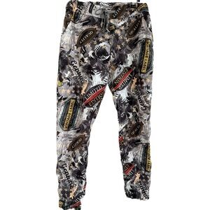 Brand Bazar Made in Italy Faux Suede Viscose Crushed Bold Print Jogger Pants OS